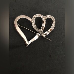 Elegant Silver Heart Brooch